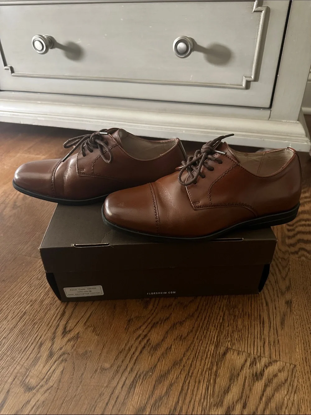 Florsheim Kid’s Brown Cap-Toe Oxford Dress Shoes